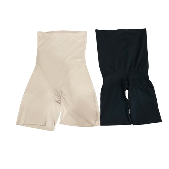 SPANX SET OF 2 ASSETS HIGH WAIST MID-THIGH SHAPERS NUDE & BLACK BOTH SIZE SMALL - Picture 2 of 12